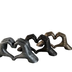 Love Gesture Hands Sculpture White Gold Antique-Silver Bronze Life-Size 26cm/10&#39;&#39; Valentine&#39;s Day I appreciate love you Wedding Anniversary