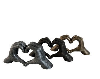 Amour Geste Mains Sculpture Or Antique-Argent Bronze Taille Réelle 26cm/10'' Saint Valentin J'apprécie t'aimer Cadeau d'anniversaire de mariage