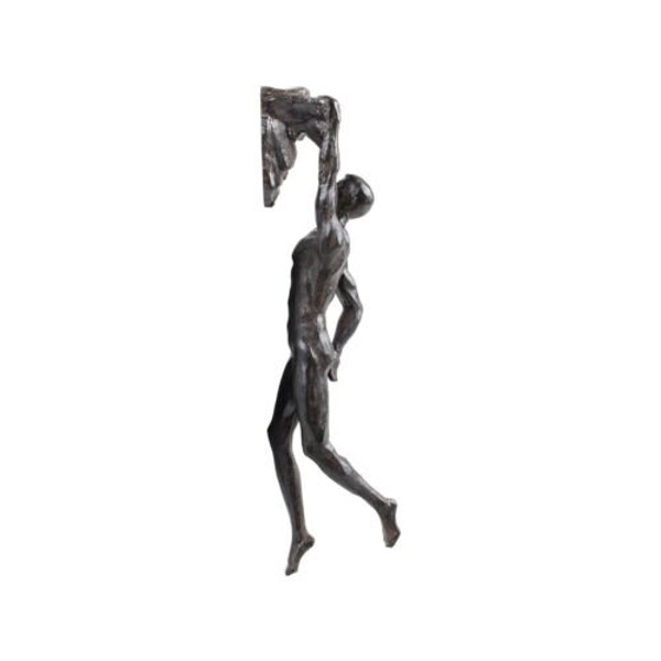 Grande figurine d'escalade en bronze à une main, sculpture murale d'homme d'escalade, statue en poly-résine, ornement, figurine murale à suspendre, art moderne