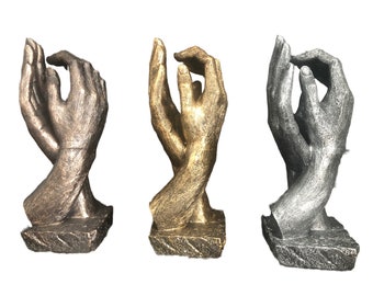Große Handskulptur Bronzefarbe Hochzeitsgeschenk Lebensgroß 26 cm Liebesversprechen Jubiläumsgeschenk