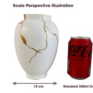 Vase Inspired by Kintsugi Japanese Art Gold & White Flowervase For Dried Flowers Decoration image 4