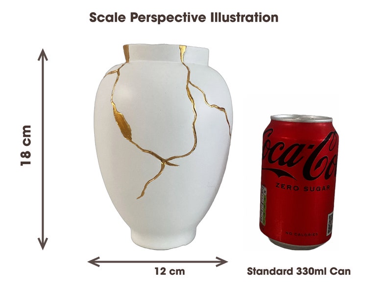 Vase Inspired by Kintsugi Japanese Art Gold & White Flowervase For Dried Flowers Decoration image 4