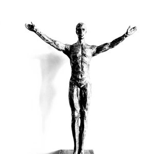 1x Large Diver in Antique-Silver Colour Figurines Wall Hanging Man Sculpture Statue Ornament Swimmer Man on Ledge