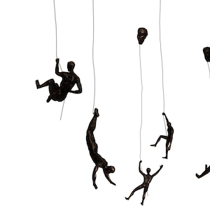 Lot de 5 figurines d&#39;escalade avec protège-ongles inclus 5 figurines d&#39;alpinistes suspendues à une corde métallique Art mural