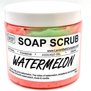 Watermelon, Jumbo,Scrub,Exfoliating, Whipped Soap, Body Wash, shaving Cream, Birthday Gift, Stocking Stuffer, vegan