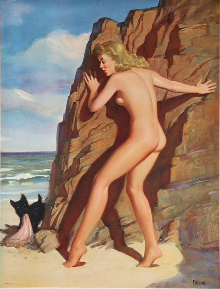 Vintage S Original Art Frahm Nude Pin Up Girl Calendar Art Etsy