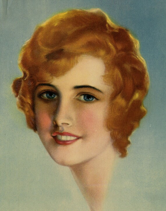 Vintage 1940s Pin Up Lithograph Print Featuring Art Deco Red Etsy
