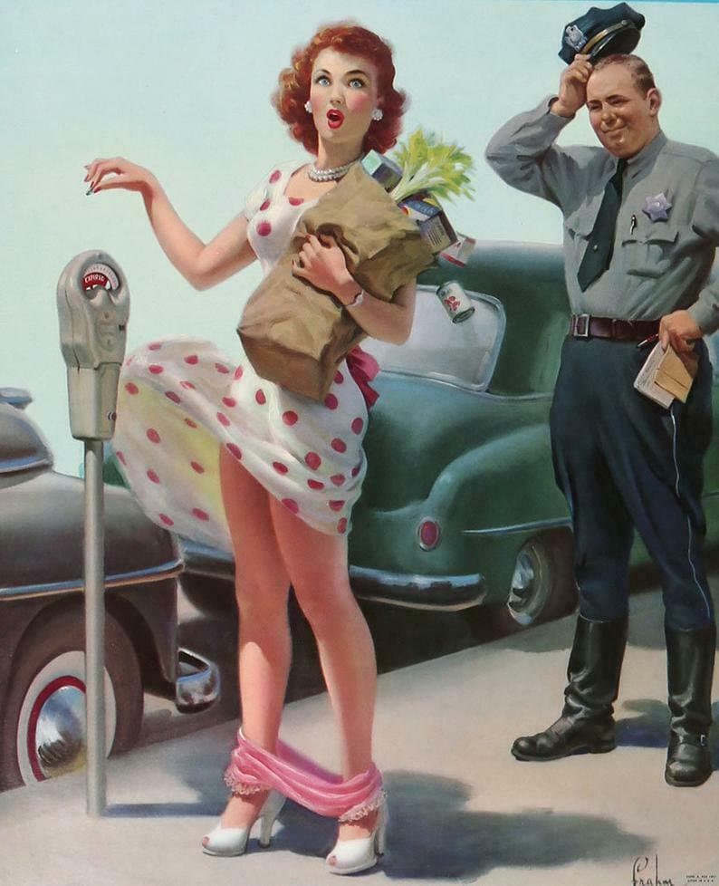 Art Frahm Vintage 1951 No Time To Lose Cheesecake Pin Up Print Etsy Israel 