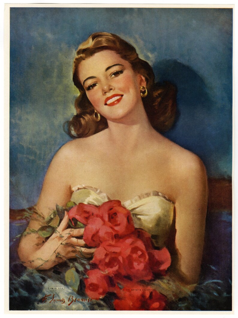 Vintage 1950s Art Deco Thomas D. Murphy PinUp Print by Etsy