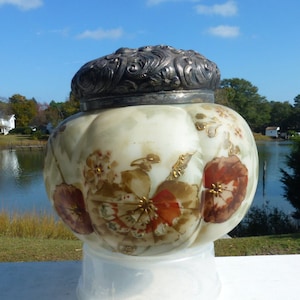 Handgemalte Art viktorianischen Keks Glas, späten 1800