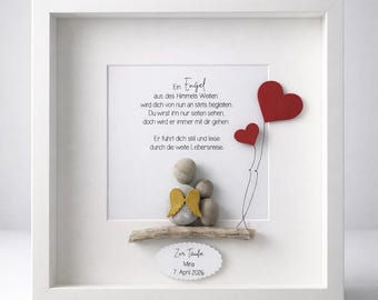 Stenen afbeelding van een beschermengel "Een engel uit de oneindigheid van de hemel" • Gedicht over een beschermengel voor de doop • Cadeau met een beschermengel voor de doop • Doopcadeau voor een petekind