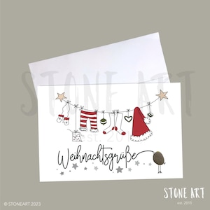 Weihnachtskarte „Weihnachtsgrüße“ Glückwunsch Karte Mini Steinbild mit Umschlag