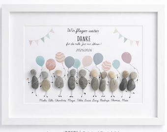 Farewell gift for kindergarten teacher · Personalized stone picture · Daycare farewell · Balloons & house motif · Nursery gift