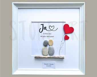 Stone picture Yes personalized wedding gift silver wedding golden wedding married couple registry office love