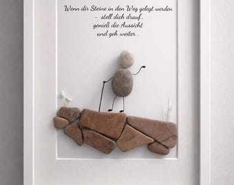 Pebble art · when stones are put in your way · motivational gift · new beginning · handmade