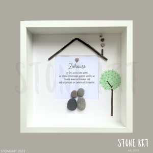 Einzugsgeschenk Steinbild "Zuhause" Geburtstagsgeschenk Einweihungsgeschenk Hund Katze