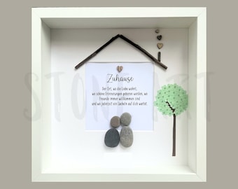 Housewarming gift stone picture family birthday gift housewarming gift dog cat