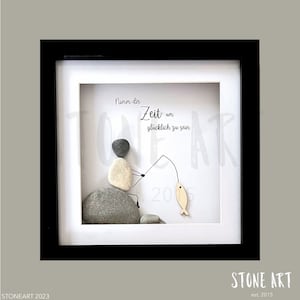 Stone picture angler &quot;Take time to be happy&quot;