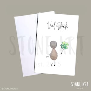 Glückwunschkarte „Viel Glück“ Glückwunsch Karte Mini Steinbild mit Umschlag