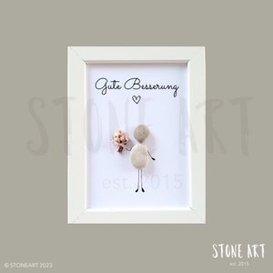 Gute Besserung Geschenk Steinbild "Gute Besserung"  Blumenstrauß Trockenblumen Glückwünsche