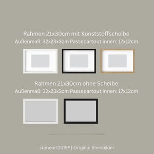 May include: A collection of framed art prints in various colors, including white, black, and natural wood. The frames are rectangular, with and without a mat, and the text on the image reads "Rahmen 21x30cm" and "stoneart2015&reg;".