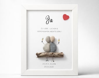 Pebble art · wedding gift · yes · personalized with names and date · 4 motifs to choose · handmade