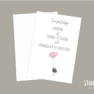 Biglietto di addio per un insegnante – Mini quadro in pietra fatto a mano con frase – Biglietto personalizzato per ringraziare