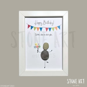 Geburtstagsgeschenk Steinbild "Happy Birthday" Geburtstagsgeschenk personalisierbar