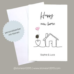 Cartão de mudança personalizado Feliz Novo Lar Imagem em pedra Feito à mão para mudança Cartão de felicitações com envelope Presente para nova casa