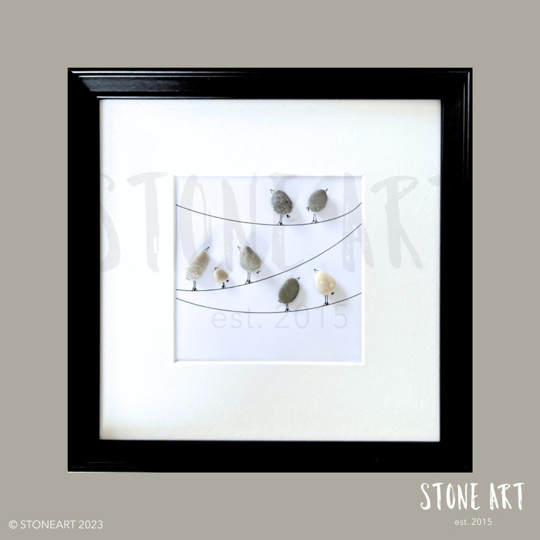 Stone Bird Picture • Birds on a String • Bird Wall Art • Wall Art Made ...