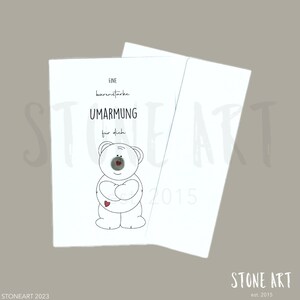 Carte de prompt rétablissement « Un gros câlin pour toi » - Mini image en pierre avec enveloppe