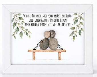 Personalized stone picture of friendship – gift for your best friend, personalized with a name – 6 designs for birthdays or as a thank you