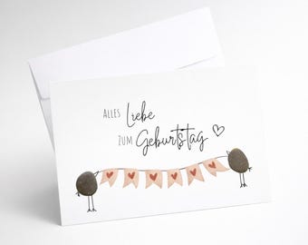 Birthday card with pebble design • Personalized birthday card with name • Birthday greeting card • Happy Birthday card