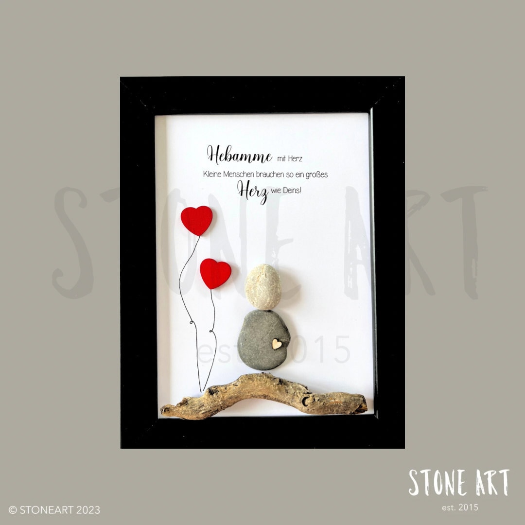 Stone picture midwife – thank you for your support, handmade gift for birth, farewell, personalizable, baby time, midwife gift