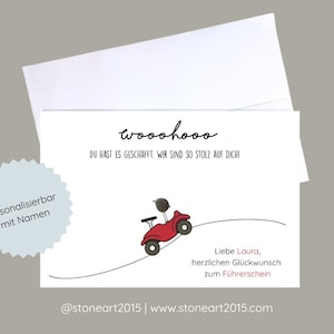 Carta per patente di guida – Mini quadro in pietra fatto a mano con busta – Carta regalo pieghevole patente di guida personalizzabile