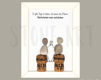 Wine gift wine lover gift stone picture friendship birthday refill instead of thinking