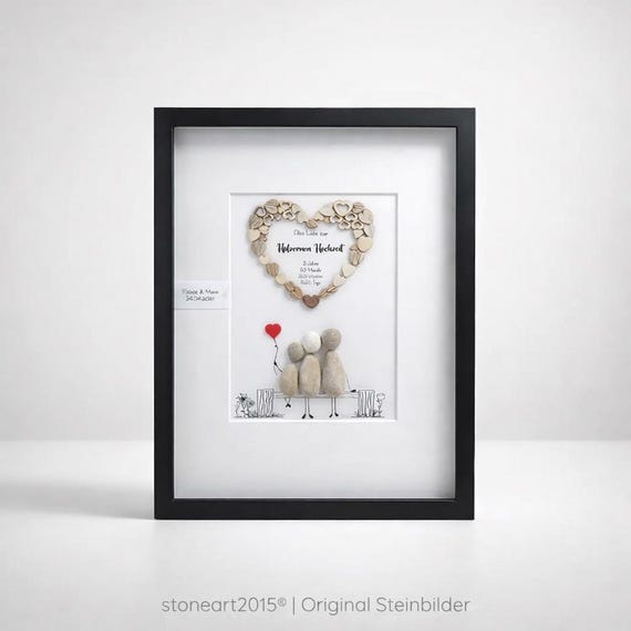 Geschenk zur Hölzerne Hochzeit - Steinbild - Geschenk 10. Hochzeitstag - Geschenk 5. Hochzeitstag - personalisierbar - handgemacht - Unikat
