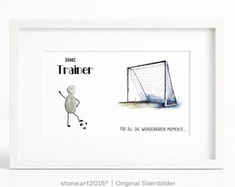 Stone picture football coach · Gift for coach · Football coach gift · Thank you coach · Farewell gift for coach · Pebble art football