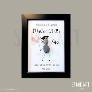 Steinbild ausgefallenes Geschenk zum Abi, Abitur, Mittlere Reife, Diplom, Master, Bachelor, Prüfung bestanden, Kieselsteine Steine