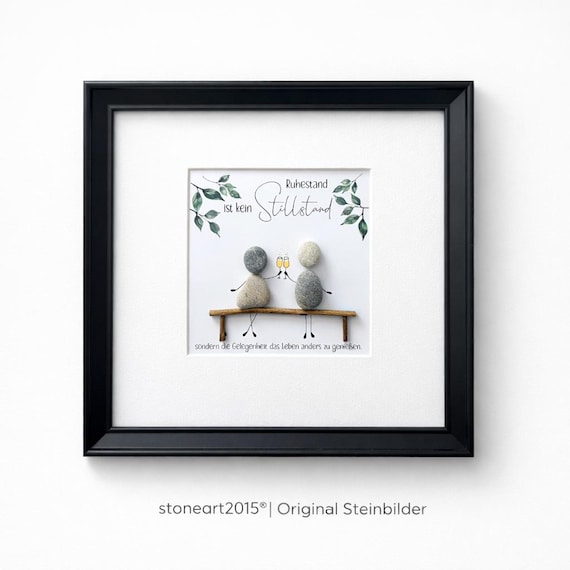 Steinbild · Abschiedsgeschenk Rente · Ruhestand ist kein Stillstand · Geschenk Kollegen · handgemacht
