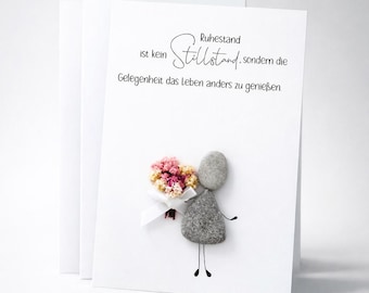 Retirement card • Farewell gift stone picture • Pension card • Dried flowers & thank you • Personalized • Keepsake for colleague