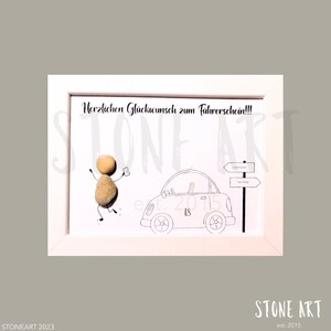 Rijbewijs cadeau steen schilderij "Gefeliciteerd"
