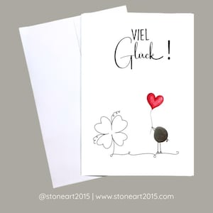 Carte de vœux en forme de trèfle « Bonne chance » Mini image en pierre porte-bonheur faite à la main Cadeau pour les examens, les changements d'emploi ou l'inscription à l'école
