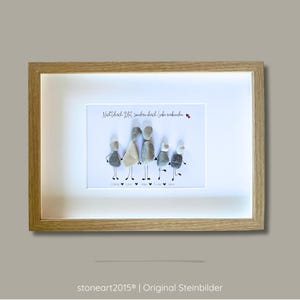 Cuadro de piedra de una familia hecha con patchwork • Regalo hecho a mano para inauguración de una casa o boda • Conectados no por la sangre sino por el amor