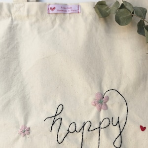 Embroidered cotton totebag , summer totebag, shopping bag, embroidered canvas bag, embroidered totebag, bag, fashioning bag image 5