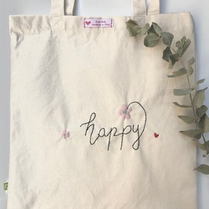 Embroidered cotton totebag , summer totebag, shopping bag, embroidered canvas bag, embroidered totebag, bag, fashioning bag image 2