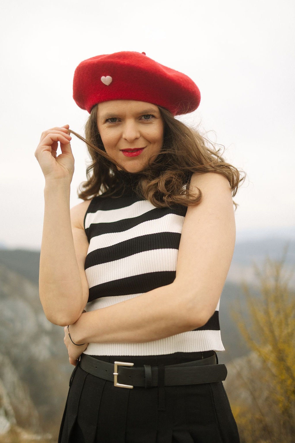 Women's French Beret, 100% Wool, Made in France, Red Color
