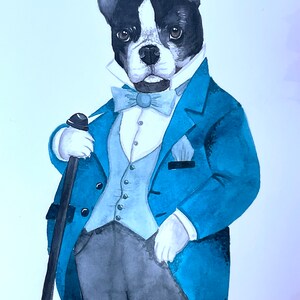 Paquet de 5+ 1 OFFERT illustrations / carte de vœux chien portrait bulldog français, carte anniversaire enfant, poster chien deco