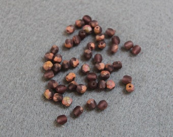 Multi Faceted Brown Round Czech Glass Beads, Earth Colour Opaque Rondell Fire Polished Bead, 4x3,8mm Multi Colored Bohemian, Jewelry Making