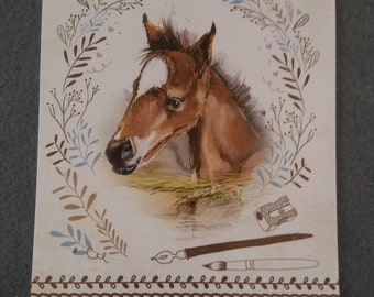 Filly Mini Memo Pad, Paper Notebook, Stationery Book, Colt Notepad, Foal Note Pad, Illustrated Horses Papers, Writing, Pony Scrapbooking